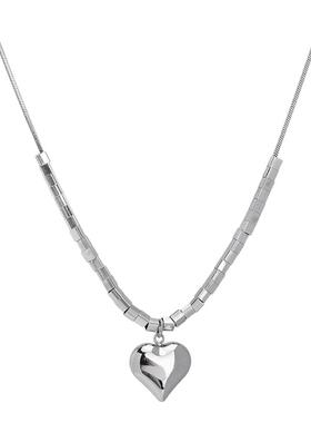 Wind冷淡风碎银爱心项链女