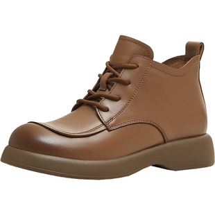 天美意复古厚底英伦马丁靴女鞋子休闲短靴皮靴时装靴冬季新款