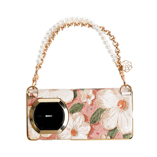 带挂绳适用华为matex7手机壳新款手提斜挎matex6典藏版中轴全包防摔mate系列折叠屏x6皮套x7外壳x5女高端超薄