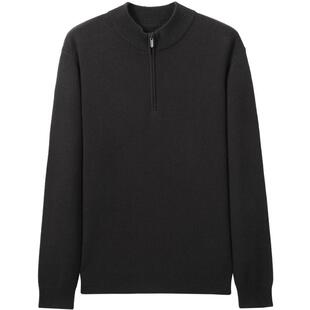 【半高领羊绒衫】金利来秋冬新款毛衣男士拉链立领休闲羊毛针织衫