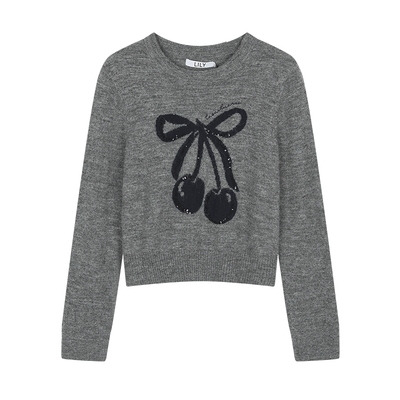 【商场同款】LILY2025春新款女装减龄甜美樱桃亮片圆领针织衫毛衣