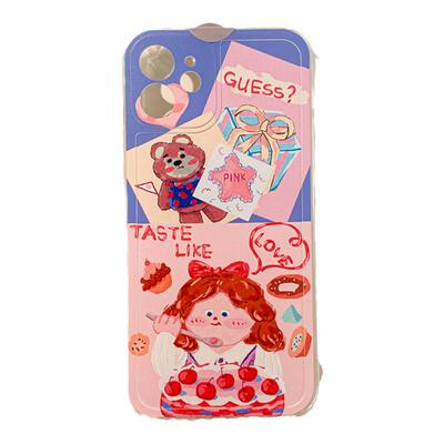 可爱贪吃女孩图案手机壳