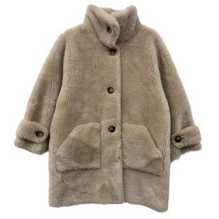拓伴100%羊毛女童皮毛一体外套中大儿童大衣羊羔毛剪绒皮草冬装新