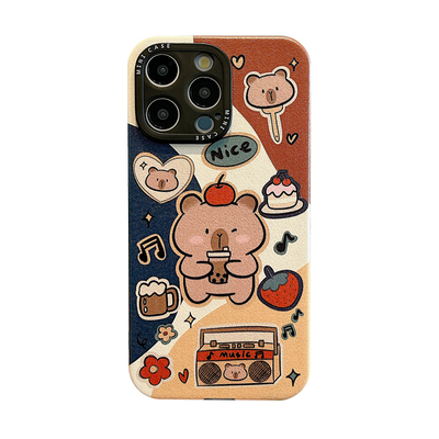 lizardhill 日韩可爱猫适用苹果14手机壳2025新款趣味小众iphone15promax女11硅胶13pro镜头全包防摔12皮质套