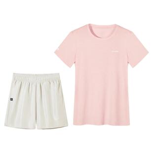 骆驼运动套装女 2026夏季宽松快干t恤跑步训练短裤短袖透气两件套