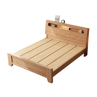 实木床现代简约1米8双人床家用卧室1.5米单人床1.2出租房实木床架