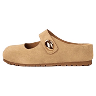 6cm内增高~全真皮勃肯鞋2025新款超火厚底包头半拖凉拖鞋女夏外穿