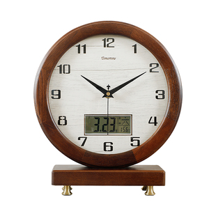 台钟客厅桌台面时钟装饰钟表电视柜台木质坐钟复古静音座钟HD394