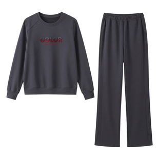 时尚休闲运动套装女2026新款春秋季洋气圆领妈妈装女士卫衣两件套