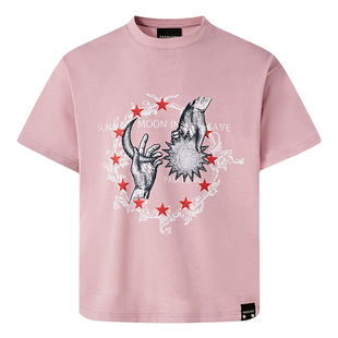 陈奕恒同款PASET重磅纯棉美式复古印花短袖T恤男潮牌宽松半袖上衣