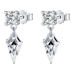 MODIAN摩典S925纯银小众设计轻奢闪钻贵气感异形吊坠耳环耳饰女