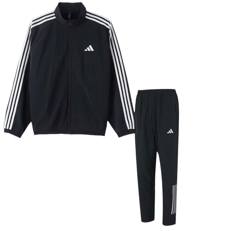 【自营】Adidas阿迪达斯套装男装简约时尚夹克上衣直筒运动长裤