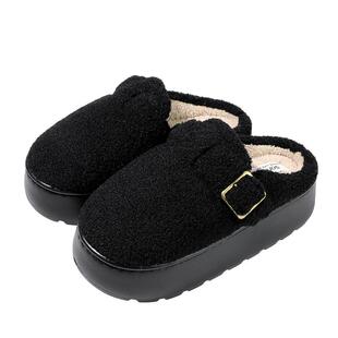 舒乐佳棉拖鞋新款冬季加绒保暖棉鞋女室内家居厚底增高毛毛拖鞋