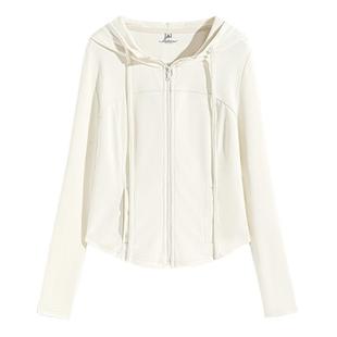 班尼路连帽修身开衫外套女款2026春夏新款收腰显瘦弹力亲肤上衣Q