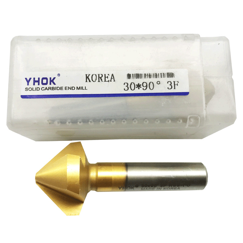 韩国YHOK倒角刀 不锈钢专用倒角刀 含钴镀钛倒角刀10 20 25单三刃