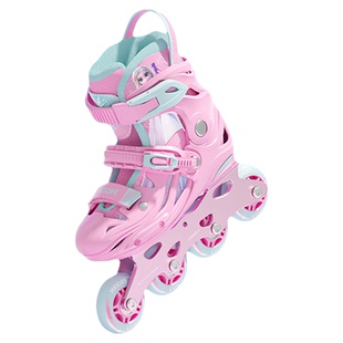 迪士尼轮滑鞋儿童溜冰鞋女童初学者6到12岁女孩专业平花可调滑轮