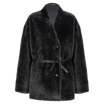 LYNEE【黑标系列】羊皮毛皮毛一体外套 冬季宽松V领皮草大衣