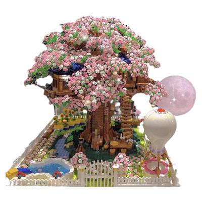 小红书同款樱花树屋网红积木女孩子高难度拼装3D立体玩具2024新款