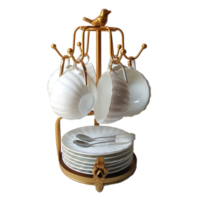 欧式轻奢金属咖啡杯碟宜居收纳架