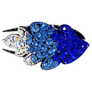 meloong米龙饰品捷克钻满钻金枝玉叶真皮盘发鸭嘴夹发夹水钻头饰