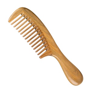 工厂批发绿木梳加厚手柄绿檀木梳宽齿卷发美发梳细齿