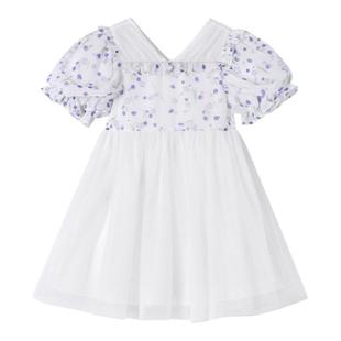 【奥莱清仓】安奈儿童装女童短袖连衣裙2024新款夏网纱公主裙子