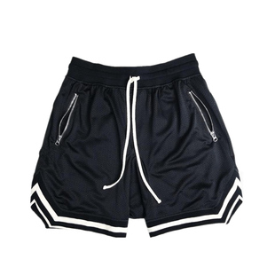 健身国际纯色运动短裤男五分裤中裤拉链口袋弹力透气光板深蹲大码