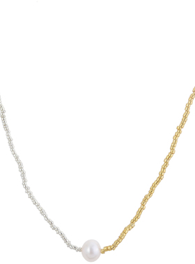 贝珠吊坠撞色项链女生秋季锁骨链