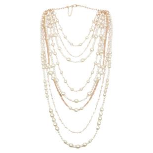 欧美夸张珍珠项链耳环两件套女时尚多层颈链吊坠毛衣链百搭配饰品