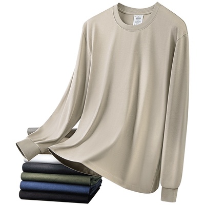 男320G重磅纯棉长袖T恤宽松厚实