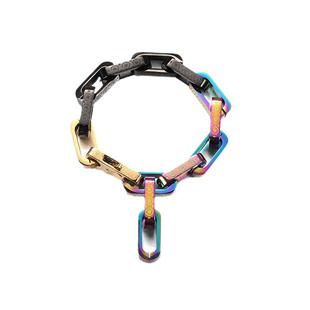 极昼GIZOU梓渝同款古巴手链男士痞帅轻奢高级感炫彩钛钢不掉色