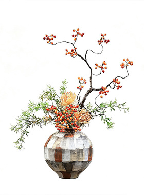 侘寂禅意陶瓷花瓶客厅插花摆件