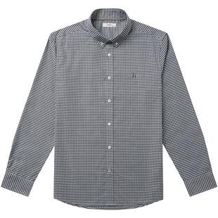 【挺括牛津纺】Hazzys哈吉斯男士小格纹长袖衬衫春秋纯棉通勤上衣