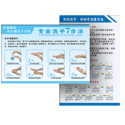 六步洗手外科消毒方法pvc提示牌