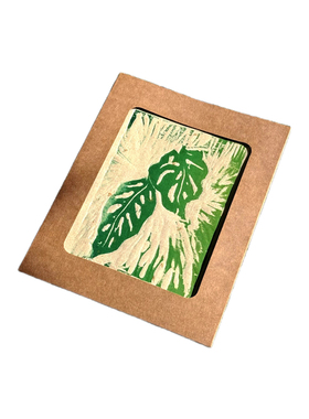热植木刻版画和牛秋海棠龟背竹