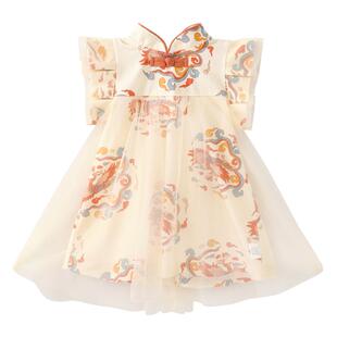 龙喜年婴儿周岁礼服女宝中式国风旗袍改良生日百天女童裙子公主夏