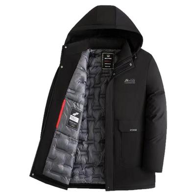 冬装夹棉加厚棉衣男士休闲保暖羽绒棉服中老年爸爸中长款大码外套