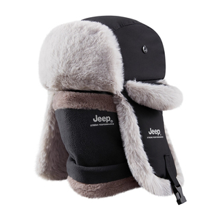 jeep吉普雷锋帽男士冬季2025新款东北防寒护耳帽子加绒加厚毛绒帽