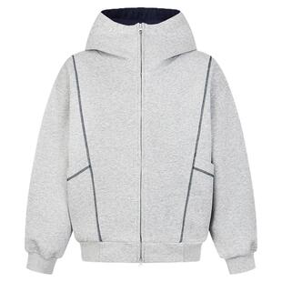 SREK 潮牌美式重磅750g连帽拉链开衫外套明辑线廓形空气层卫衣