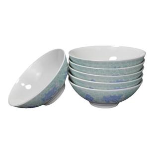 陶瓷餐具稀饭碗家用饭碗面碗定制Logo 红花斗笠碗6英寸复古扣肉碗