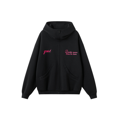 GOST空气层字母刺绣带帽卫衣外套