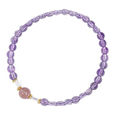 天然紫色水晶手串九紫离火手链女