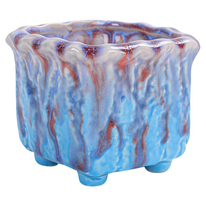 奶油多肉方形花盆陶瓷桌面小花盆组合大小口径特价清仓多肉专用盆