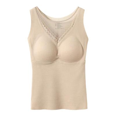 桑蚕丝吊带背心带胸垫保暖蓄热