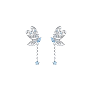 周六福耳钉女流苏蝴蝶耳饰S925银高级感甜美时尚送女友本命年礼物