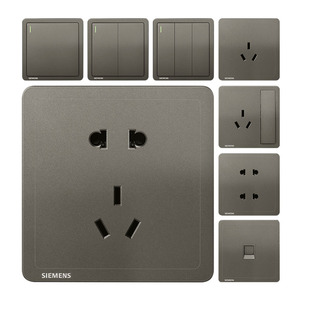 西门子开关插座面板致典16a空调一开五孔家用墙壁暗装白灰金色