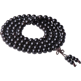 黑檀木手串佛珠手链念珠乌木男女108木珠串缺木饰品黑色木头珠子