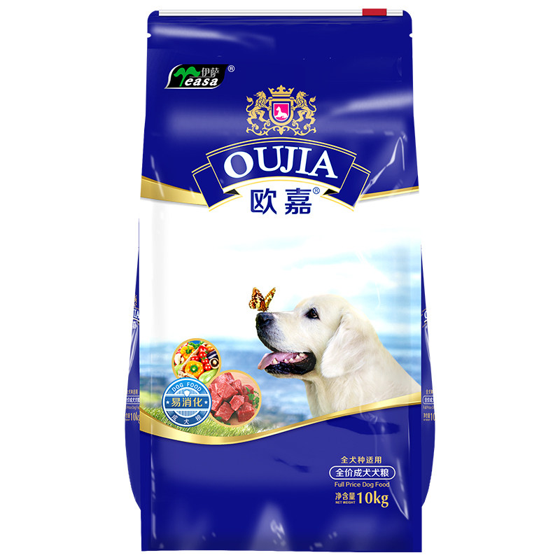 欧嘉狗粮低盐通用型成犬粮泰迪贵宾比利时金毛萨摩耶德牧马犬10kg