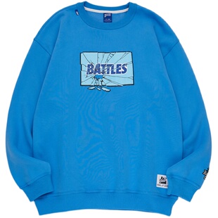 Battles 秋冬破碎玻璃logo立体印花圆领抓绒卫衣男外套宽松上衣