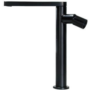 轻奢拉丝金色水龙头冷热洗脸盆北欧简约旋转黑色台上盆龙头全铜